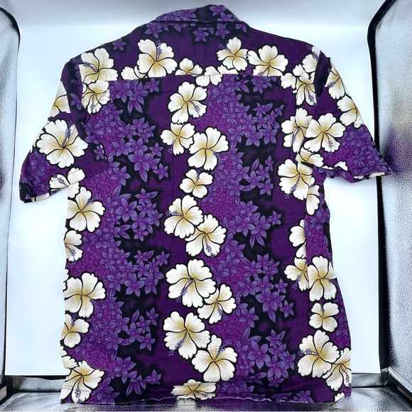 Hawaiian Original Men's Shirt Floral Resort Tropical Size M Purple and white - Picture 3 of 3